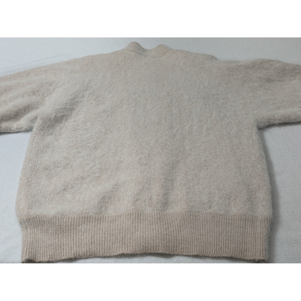 Vtg Venesha Angora Sweater Cardigan Large Pale Pink Fuzzy Pearl Beaded Preppy - Picture 11 of 15